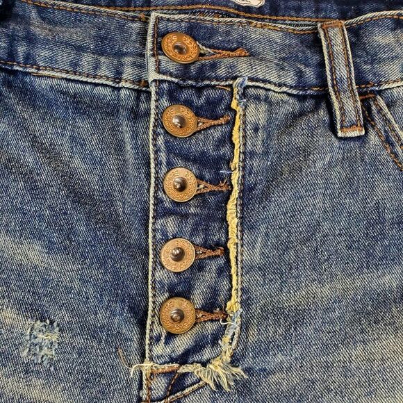 FREE PEOPLE Runaway Cutoff Distressed Denim Button-Fly Shorts Size 29 - Picture 4 of 6